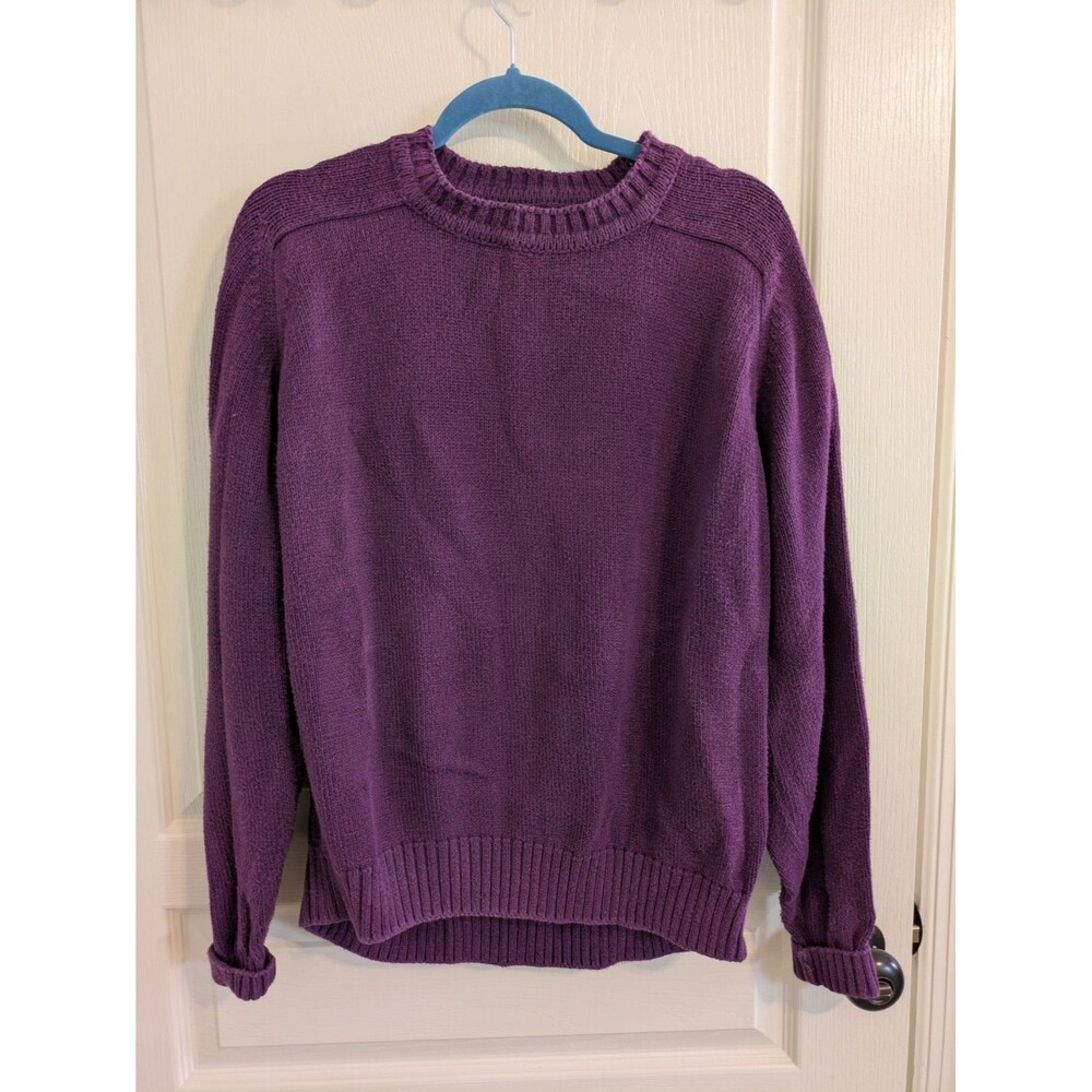 Vintage Lands' End Ladies 100% Cotton Purple Crewneck Sweater Made In USA SizeXL
